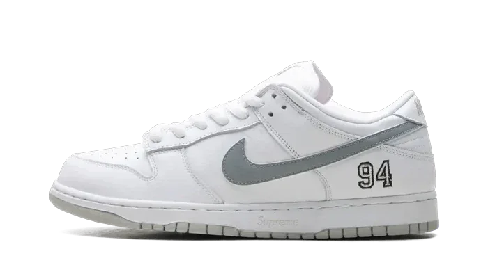 NIKE SB DUNK LOW SUPREME 94 WHITE METALIC SYLVER
