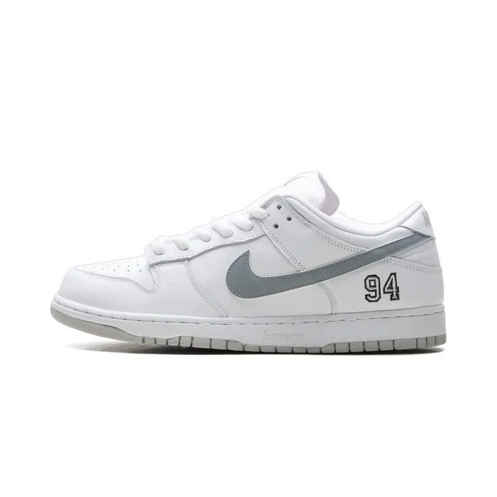 NIKE SB DUNK LOW SUPREME 94 WHITE METALIC SYLVER