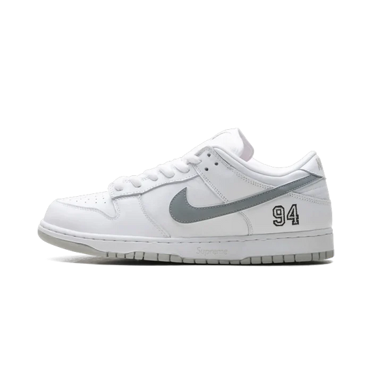 NIKE SB DUNK LOW SUPREME 94 WHITE METALIC SYLVER