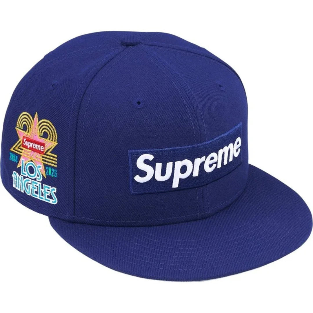 Supreme MLB Teams Los Angeles Box Logo New Era 59Fifty Fitted Cap Dark Royal original